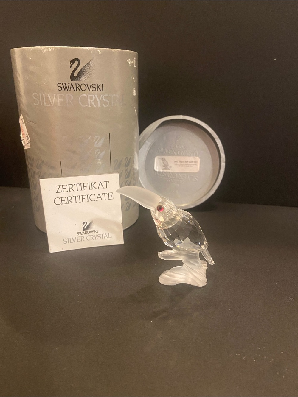 Swarovski Clear Crystal Toucan Figurine with Red Eye Accent